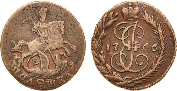 Полушка (1/4 копейки), 1766, фото 1