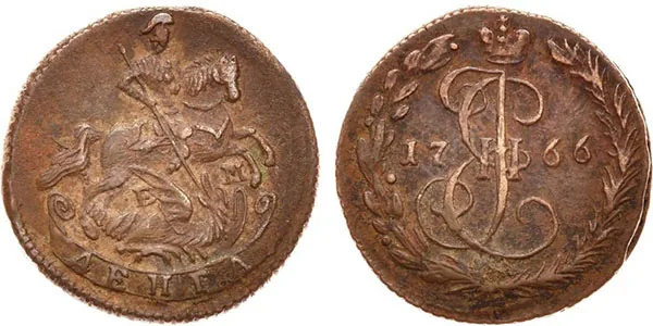 Денга (1/2 копейки), 1766, фото 1